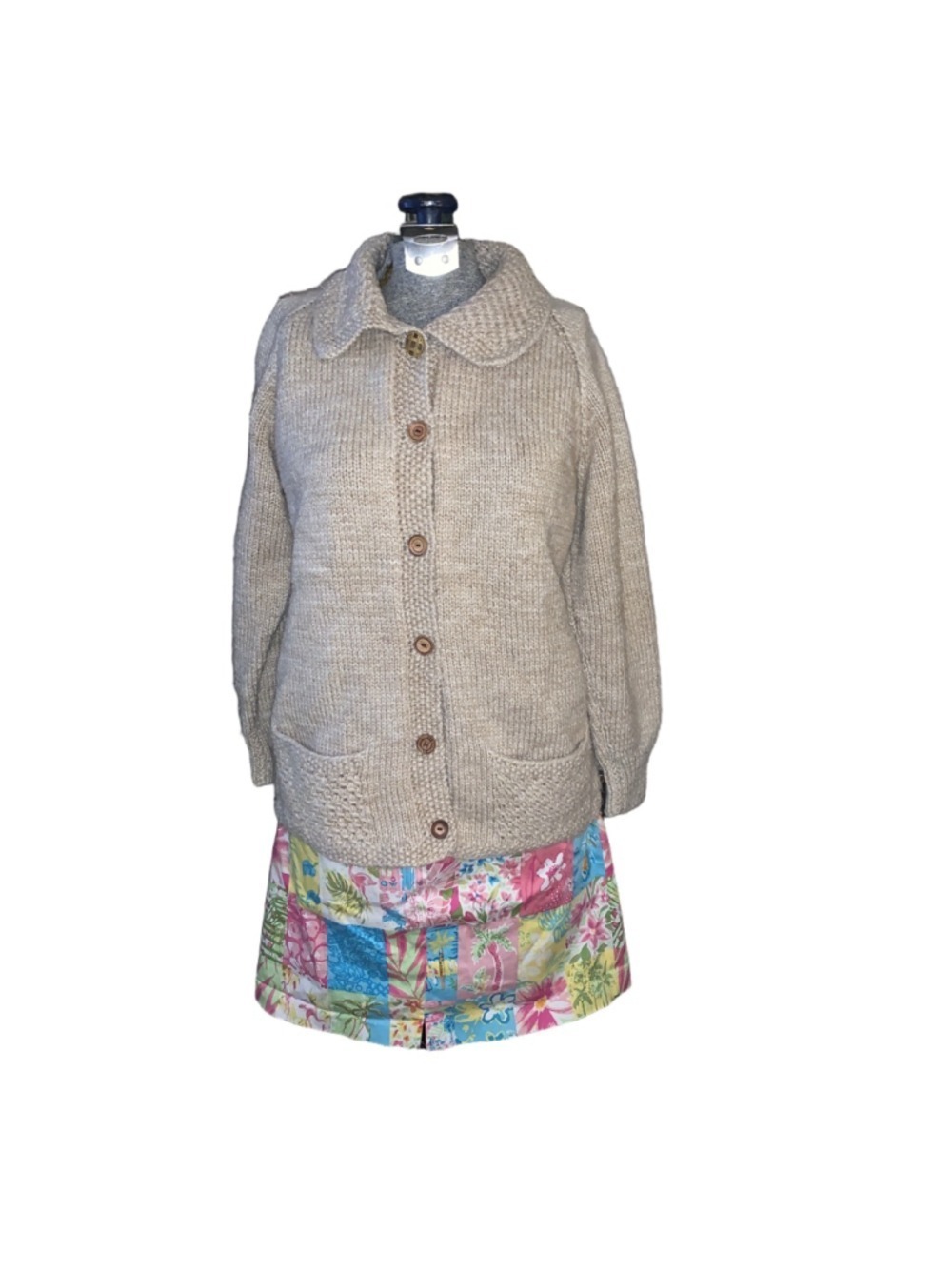 Handmade Cardigan Sweater Oatmeal Colour Size Medium